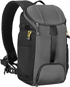 TARION Drone Camera Sling Bag - Large DSLR Slingpack Backpack Crossbody Camera Backpack with Waterproof Rain Cover DSLR Sling Pack Camera Bag Backpack for Hiking Travel Photography Gray HX-S