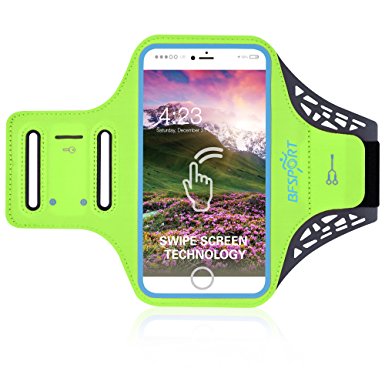 BFSPORT Sweatproof Running Armband with Touch Sensor & Fingerprint Unlock & Earphone Access & Key Holder & Reflective Band for iPhone 7/6S/6 Plus and Most Other Phone Models Up To 5.5”
