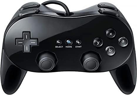 Qumox Classic Pro Controller Console Gamepad Joystick Compatible With Wii Game Remote (Black)