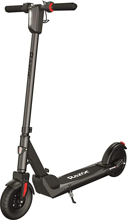 Razor E Prime III Electric Scooter – 18 MPH, 15 Mile Range, 8" Pneumatic Front Tire, Foldable, Portable & Extremely Lightweight, Rear Wheel Drive, for Travel and Commuting, Dark Grey