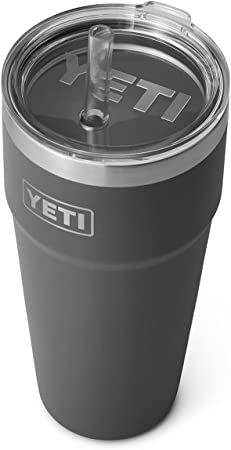 YETI Rambler 26 oz Straw Cup, Vacuum Insulated, Stainless Steel with Straw Lid, Charcoal