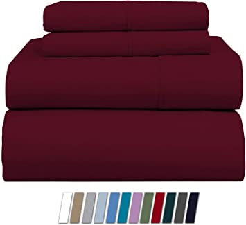 800 Thread Count 100% Cotton Sheet Burgundy Queen Sheets Set, 4-Piece Long-staple Combed Pure Cotton Best Sheets For Bed, Breathable, Soft & Silky Sateen Weave Fits Mattress Upto 18'' Deep Pocket