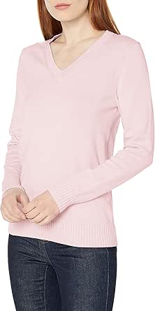 Amazon Essentials Women's 100% Cotton Long-Sleeve V-Neck Sweater