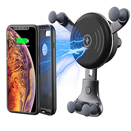 BESTHING 10W Wireless Charger, Wireless Fast Car Mount, Air Vent Phone Holder, 10W Compatible for Samsung Galaxy S9/S9 /S8/S8 /Note 8, 7.5W Compatible for iPhone Xs Max/Xs/ XR/X/ 8/8 Plus