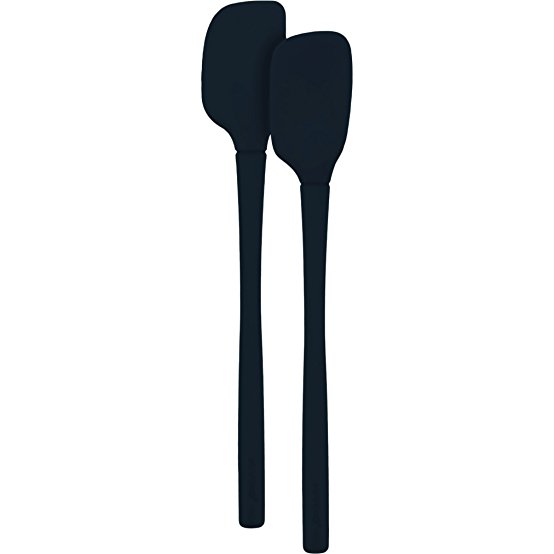 Tovolo Flex-Core All Silicone Mini Spatula & Spoonula, Charcoal - Set of 2