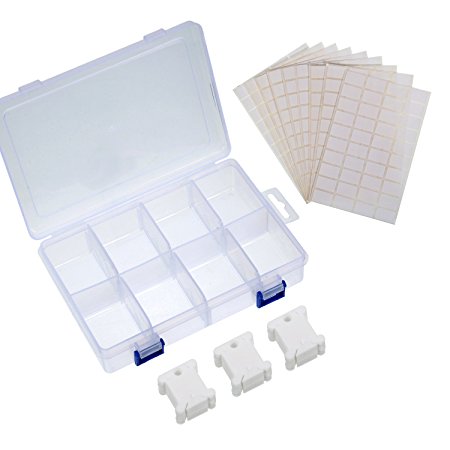 100 Pieces White Plastic Floss Bobbins Cross Stitch Embroidery Thread Bobbins with Plastic Box and 500 Pieces Blank Stickers