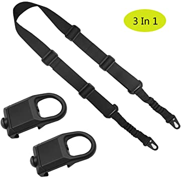 Pecawen Two Point Rifle Sling Traditional Adjustable with 20mm Picatinny Rail Sling Mount for Outdoors