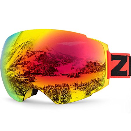 ZIONOR Lagopus X4 Ski Snowboard Goggles Anti-fog Magnet Lens-swapping Tech 100% UV400 Protection Smooth Air-flow Panoramic View Adjustable Strap for Skiing Snowboarding Unisex