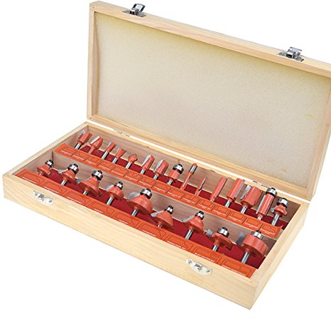 KSEIBI 103120 1/4 Inch Shank Tungsten Carbide Router Bit Set Woodworking (24Pack)