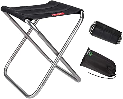 Folding Fishing Stool,Lightweight Camping Stools,Collapsible Portable Compact Travel Stools Fold Camp Chair Stool for Walking Hiking Hunting (Silver, Mini S: 9.7 x 8.8 x 10.6inch)