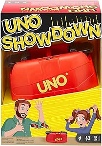 UNO Showdown - Beliebtes Kartenspiel mit Überraschungsangriffen aus dem Showdown Gerät, schnelle Reaktionen gefragt, für unvergessliche Familien- und Spieleabende, Kinder ab 7 Jahren, GKC04