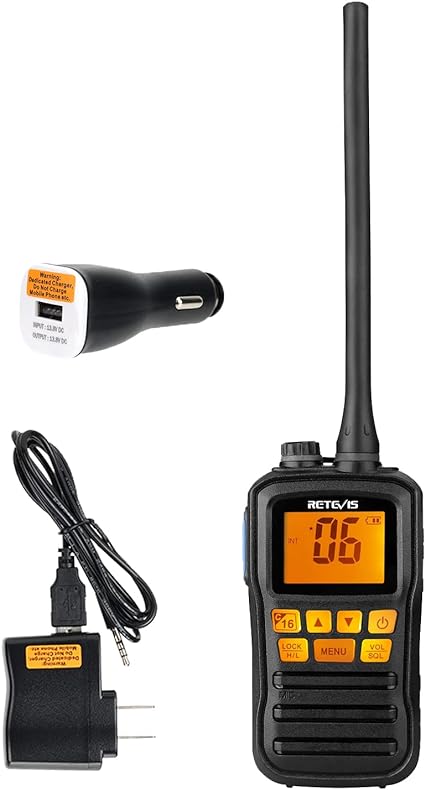 Retevis RM01 Handheld Marine Radio,Marine Two-Way Radios,USB Charging,Floating IP67 Waterproof,NOAA Weather Alert,Ship to Shore Radio for Boats(1 Pack)