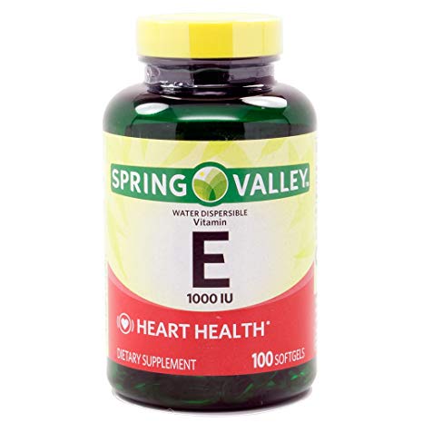 Spring Valley - Vitamin E Water Soluble 1000 IU, 100 Softgels (packaging may vary)