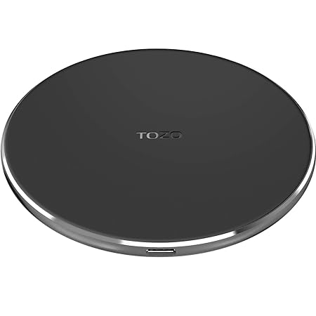 TOZO W1 Wireless Charger 15W Fast Charging Pad Thin Aviation Aluminum Computer Numerical Control Technology Matte Black (NO AC Adapter)