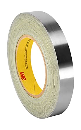 3M 3380 1" x 60yd Silver Aluminum Foil Tape, -30 to 260 Degrees F, 0.0033" Thickness, 60 yd Length, 1" Width