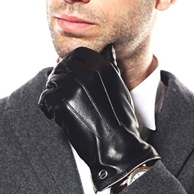 ELMA Men's Touchscreen Texting Winter Driving Nappa Leather Gloves (Cashmere/Fleece Lining)