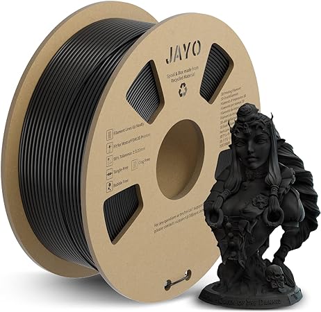 JAYO PLA  Filament 1.75mm, PLA Plus 3D Printer Filament 1.1KG, Neatly Wound Filament, Toughness PLA  Filament, Dimensional Accuracy  /- 0.02 mm, 1.1 KG Spool(2.42 LBS), 363 Meters, PLA  Black