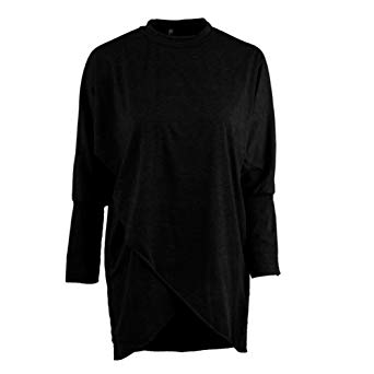 XXSS Women's New Fashion Loose Batwing Sleeve Irregular Hem Round Neck T-Shirt