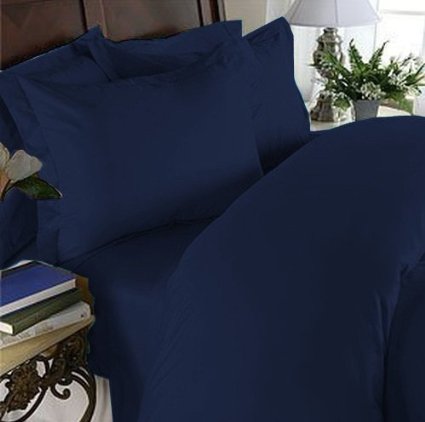 Elegant Comfort 1500 Thread Count Wrinkle and Fade Resistant Egyptian Quality Ultra Soft Luxurious 4-Piece Bed Sheet Set Queen Navy