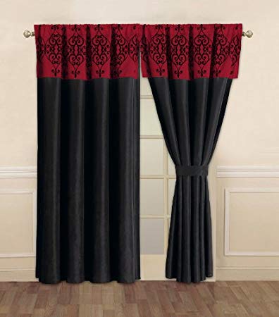 Catherine Black and Red Curtain Set