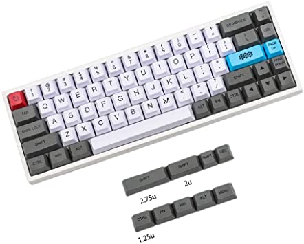 YMDK 61 64 68 ANSI Dye Sub Carbon Customize Keyset OEM Profile Thick PBT Keycap for MX Mechanical Keyboard GH60 SP64 GK64 Tada68 (Gray White Red)(Only Keycap)