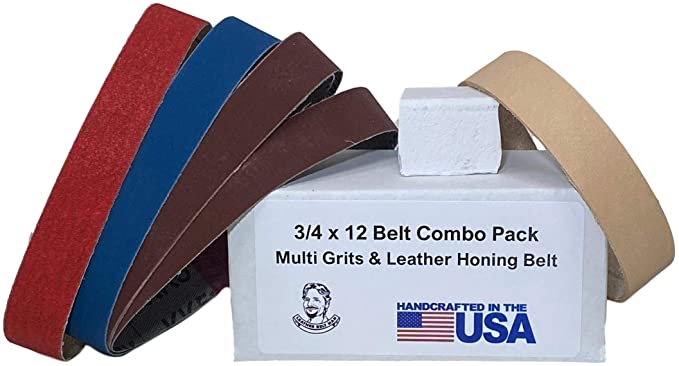 3/4 X 12 Replacement Belt Kit with Leather Honing Strop Belt fits Ken Onion Work Sharp