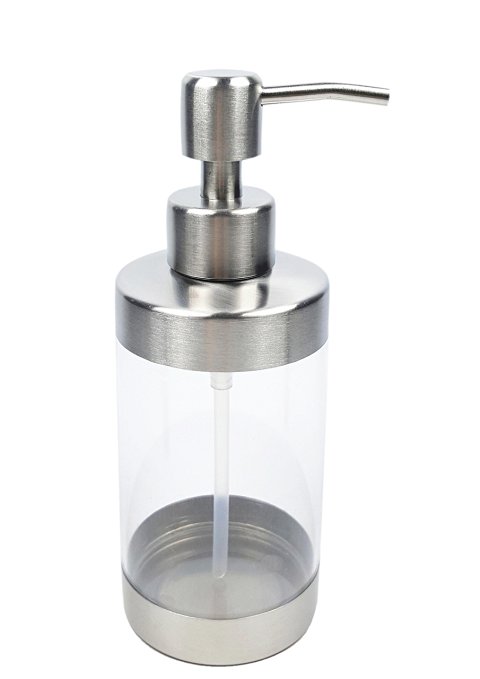 Soap Dispenser, ARKTeK Stainless Steel Clear Plastic Soap Dispenser for Kitchens & Bathrooms