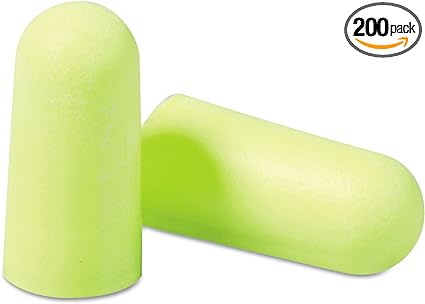 3M Ear Plugs, 200 Pairs/Box, E-A-Rsoft Yellow Neons 312-1250, Uncorded, Disposable, Foam, NRR 33, Drilling, Grinding, Machining, Sawing, Sanding, Welding, 1 Pair/Poly Bag