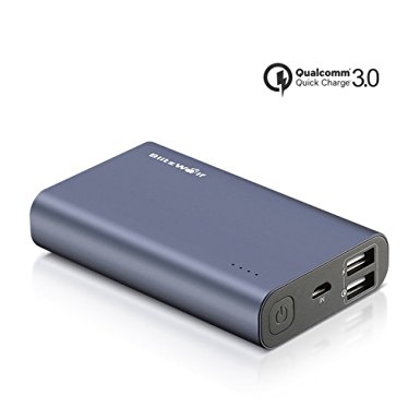 Quick Charge Power Bank, BlitzWolf QC3.0 Portable Charger 10000mAh Dual USB Compact Qualcomm Quick Charge External Battery Pack Support QC2.0 with Apple Fast Charge Tech for Samsung Galaxy S7 Edge, LG G5, HTC 10, SONY, Nexus and More