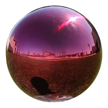 Lily's Home Stainless Steel Gazing Globe Mirror Ball, Colorful and Shiny Addition to Any Garden or Home, Ideal As a Housewarming Gift, Sparking Red (12" Diameter)