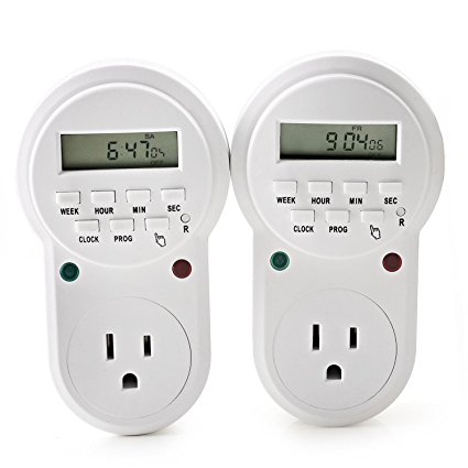 2 Pack Newest Digital Programmable Timer Socket Plug Wall Home Plug-in switch Energy-Saving Outlet (2 Pack)
