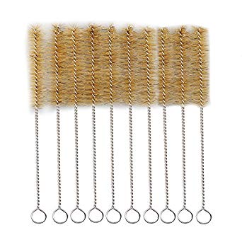 Tube Bottle Wash Cleaning Brush Tan Bristles Radial Tip for Lab Set Chemistry Test 8inch (10 pcs)