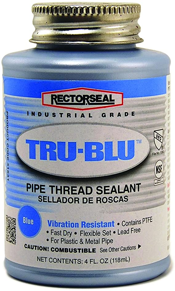 Rectorseal 31631 1/4 Pint Brush Top Tru-Blu Pipe Thread Sealant