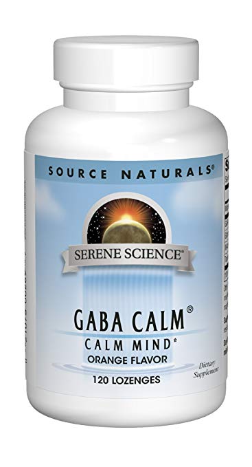 Source Naturals Serene Science GABA Calm 125mg Orange Flavor Sublingual Supplement Natural Support For a Calm Focused Mind, Relaxed Mood and Anxiety Relief - Boost With Added Magnesium, Glycine, N-Acetyl L-Tyrosine, Taurine & More - 120 Lozenges