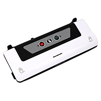 Homeleader L31-002 Automatic Vacuum Sealing System, Vacuum Sealer Machine with Vacuum Roll and Bag Cutter, Fresh Food Saver for Moist and Dry Food, Black and White