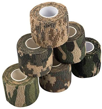 Healthcom 6 Pcs Self Adhesive Protective Camouflage Tape Wrap Outdoor Tapes Self Adherent Hunting Camouflage Strong Wrap Stickers Bike Bandages Stretch Elastic Cohesive Bandage