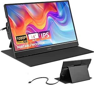 G-STORY 14" Portable Dual Monitor for Laptop Screen Extender 1080P Full HD One USB-A Cable Connect for 11.6-16Inch Laptop Portable Workstation(Dual Screen)
