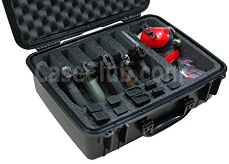 Case Club Waterproof 5 Pistol Case & Accessory Pocket with Silica Gel
