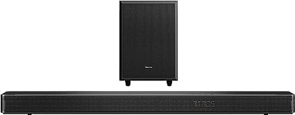 Hisense 3.1.2Ch 440W Dolby Atmos Soundbar with Wireless Subwoofer, Bluetooth 5.3, EzPlay, 4K HDMI Pass Through, Roku TV Ready, DTS:X, HDMI/AUX/ARC/Optical/USB, 7 EQ Modes (AX3125H, 2023 Model)