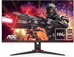 AOC Gaming 24G2AE - 24 Zoll FHD Monitor, 144 Hz, 1ms, FreeSync Premium ( 1920x1080, HDMI, DisplayPort) schwarz/rot