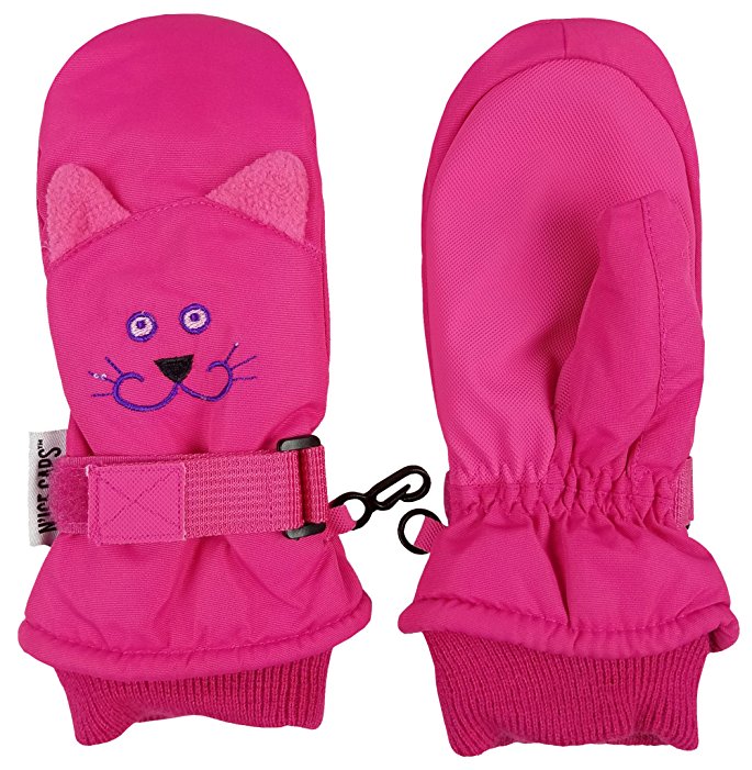 N'Ice Caps Little Girls and Baby Cute Animal Faces Waterproof Winter Mittens