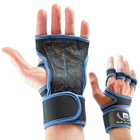 Mava Sports Cross Training Gloves with Wrist Support for Fitness, WOD, Weightlifting, Gym Workout & Powerlifting - Silicone Padding, no Calluses - Men & Women, Strong Grip