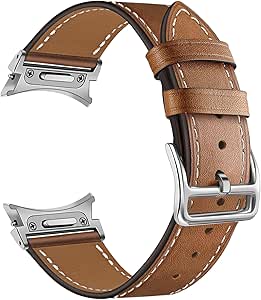 TRUMiRR One Click Band for Galaxy Watch 6 Classic 47mm 43mm / Watch 6 44mm 40mm, Button Connector Leather Watchband No Gap Strap for Samsung Galaxy Watch 5/5 Pro / 4/4 Classic