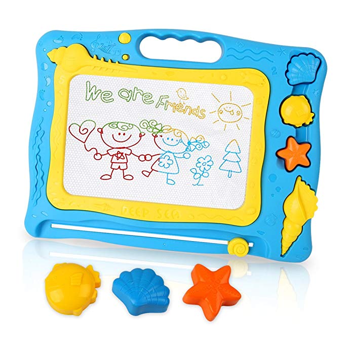 BeebeeRun Large Magnetic Drawing Board - Erasable Scribble Board Colorful Magna Doodle Writing Etch Sketch Pad Learning toys Kids Children Toddlers, 40x31 cm,Blue