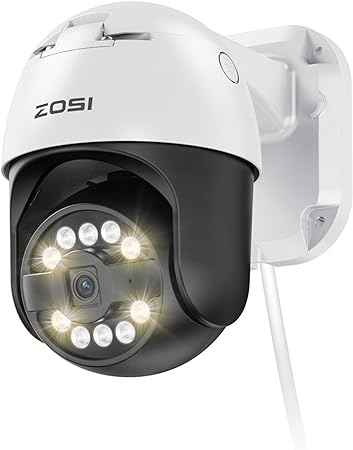 ZOSI C296 4K 8MP PoE IP Pan/Tilt Add-on Security Camera Outdoor, AI Human Face Vehicle Pet Detect, Starlight color night vision, Siren Alarm, Auto Track, 2-Way Talk, SD Card Storage, Work with Our PoE