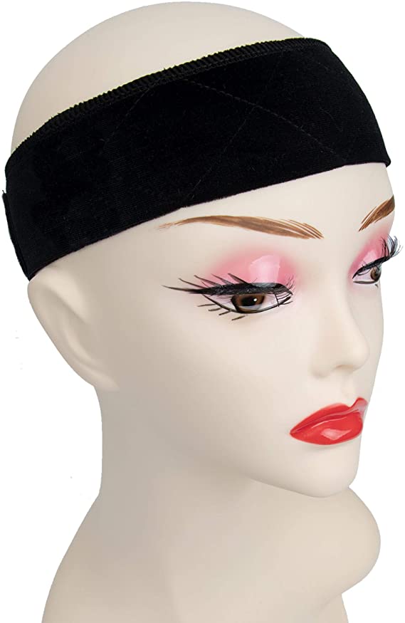 Flexible Velvet Wig Grip Scarf Head Hair Band Wig Band Adjustable Fastern Security Black