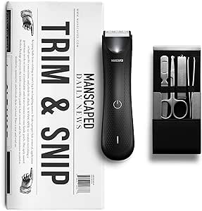 MANSCAPED™ Trim and Snip 3.0, Men's Grooming Kit, Includes The Lawn Mower™ 3.0 Ergonomically Designed Powerful Waterproof Trimmer and The Shears 2.0 Manicure Set. Male grooming and care kit.