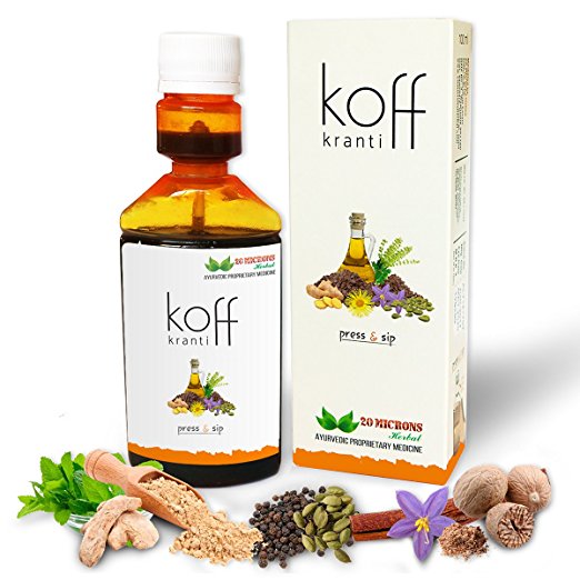 20 Microns Herbal Koff Kranti Ayurvedic Cough Syrup Anti Spoon Bottle - 100 Ml