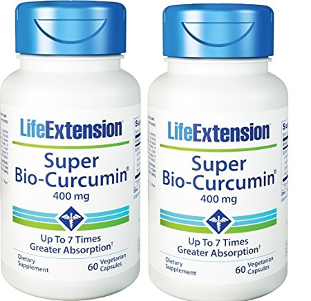 Life Extension Super Bio Curcumin 400 mg Caps, 60 ct (Pack of 2)(Packaging May Vary)