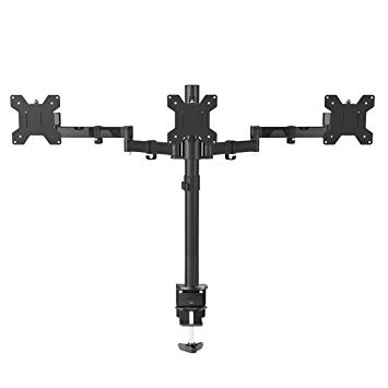 Suptek Fully Adjustable Triple Arm Three LCD LED Monitor Desk Stand Mount Bracket for 13"-27" Screens with ±15° Tilt, 360° Rotation & 180° Pull Out Swivel Arm - Max VESA 100x100 MD6463